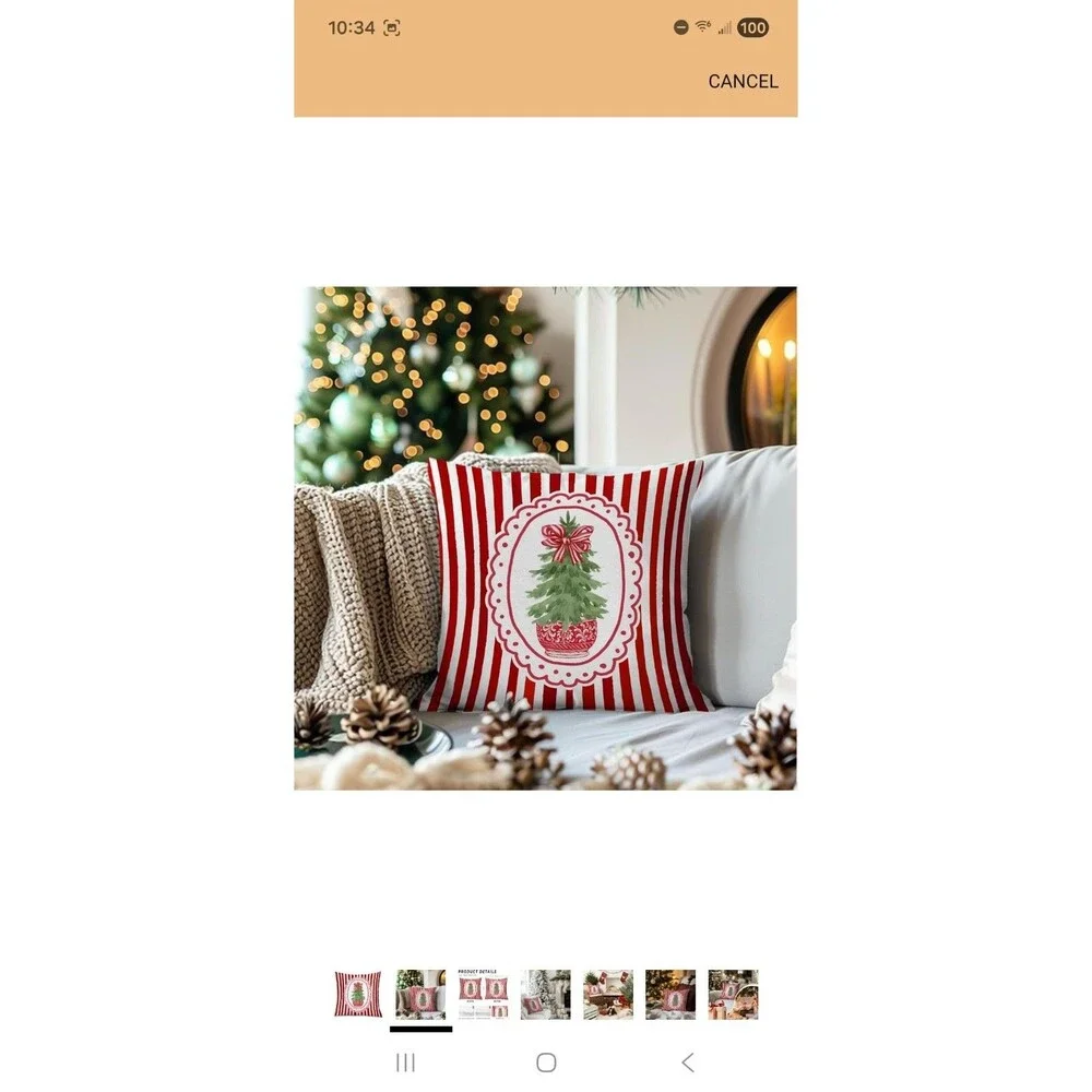2 Pk Christmas Chinoiserie Tree Gifts Pillow Covers 18x18, Christmas Tree